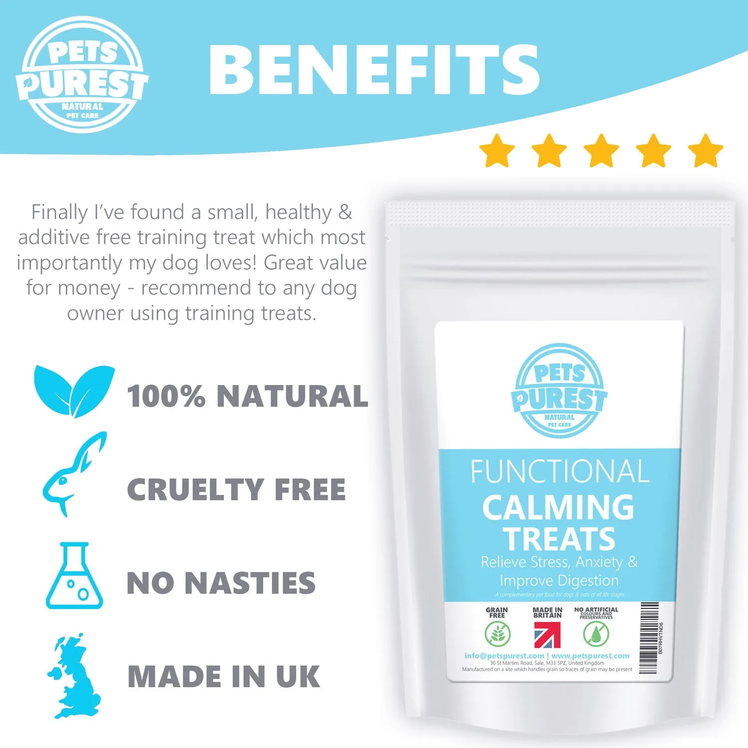 100% Natural Grain Free Calming Premium Treats | 70g