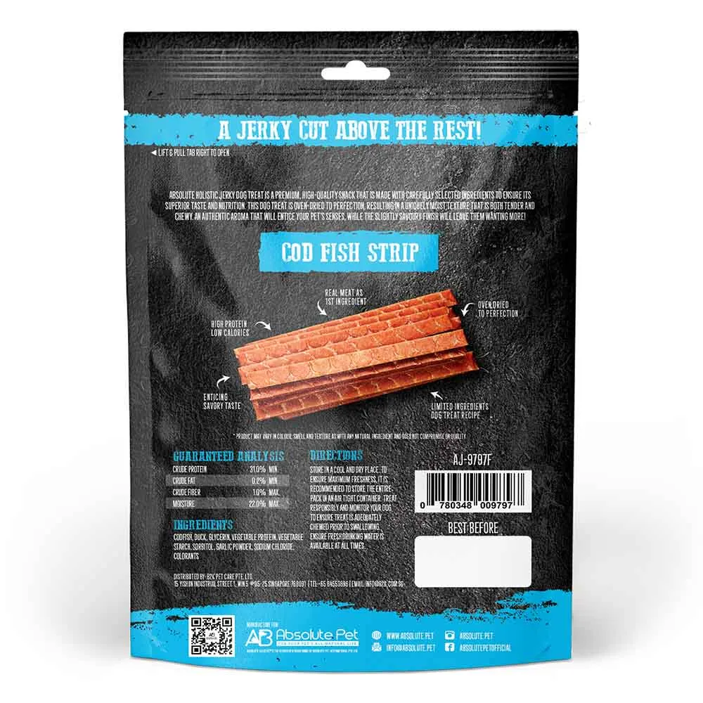 20% OFF: Absolute Holistic Codfish Loin Strip Grain Free Dog Treats 100g