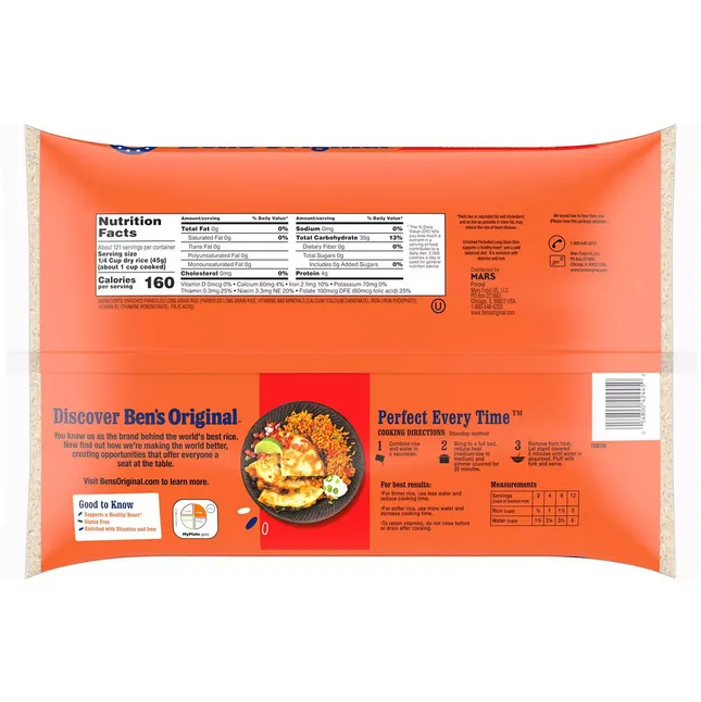 Ben's Original Enriched Long Grain White Parboiled Rice (12 lbs.)