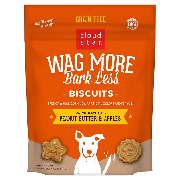 Cloud Star Wag More Bark Less Grain Free Biscuits with Peanut Butter & Apples