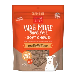 Cloud Star Wag More Bark Less Grain-Free Soft & Chewy with Peanut Butter & Apples Dog Treats 5 oz