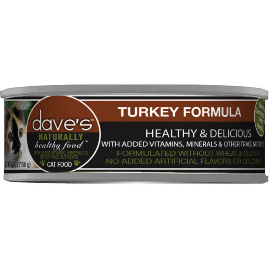 Dave's Pet Food Naturally Healthy Grain-Free Turkey Formula Canned Cat Food 5.5-oz