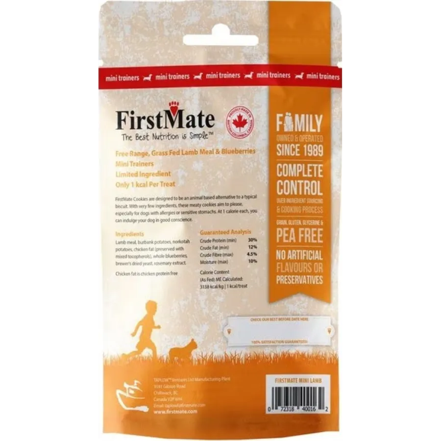 FirstMate Free Range Grass Fed Lamb & Blueberry Mini Trainers Dog Treats, 8 oz