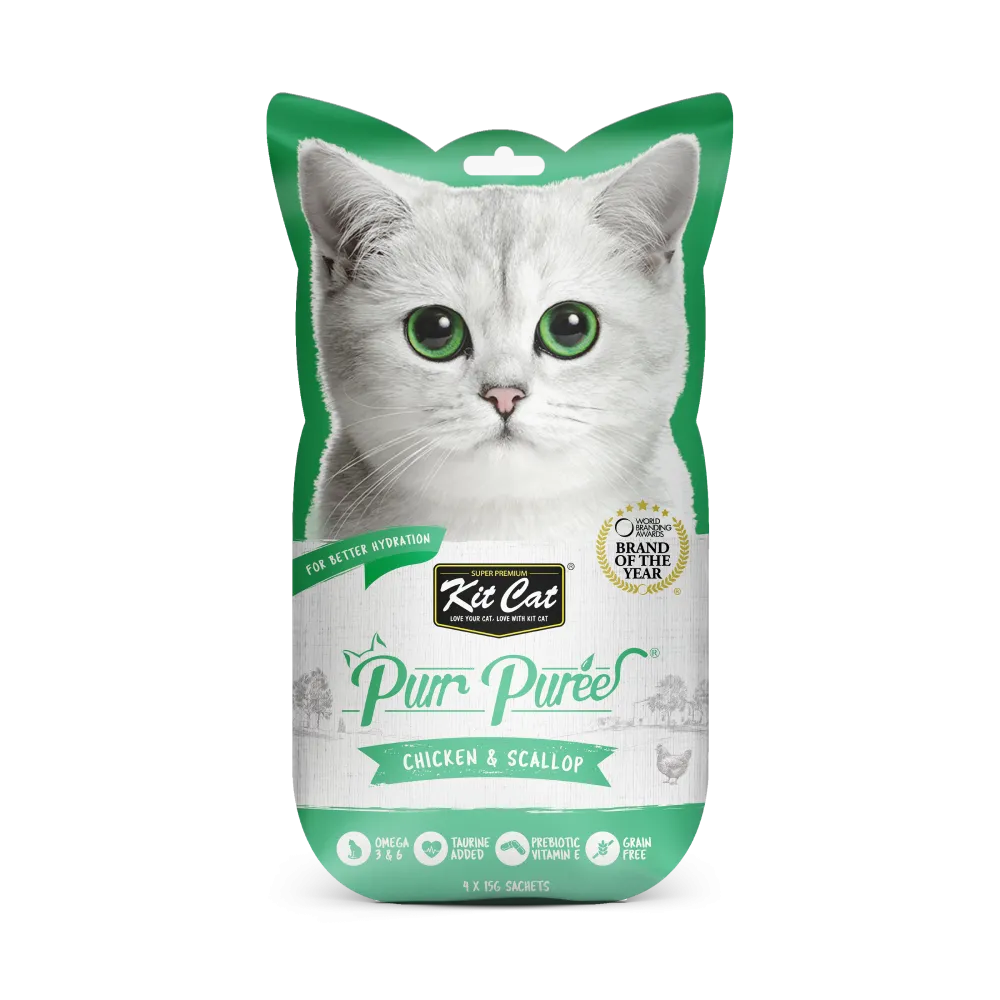 KitCat Purr Puree Chicken & Scallop 60g (4 x 15g)