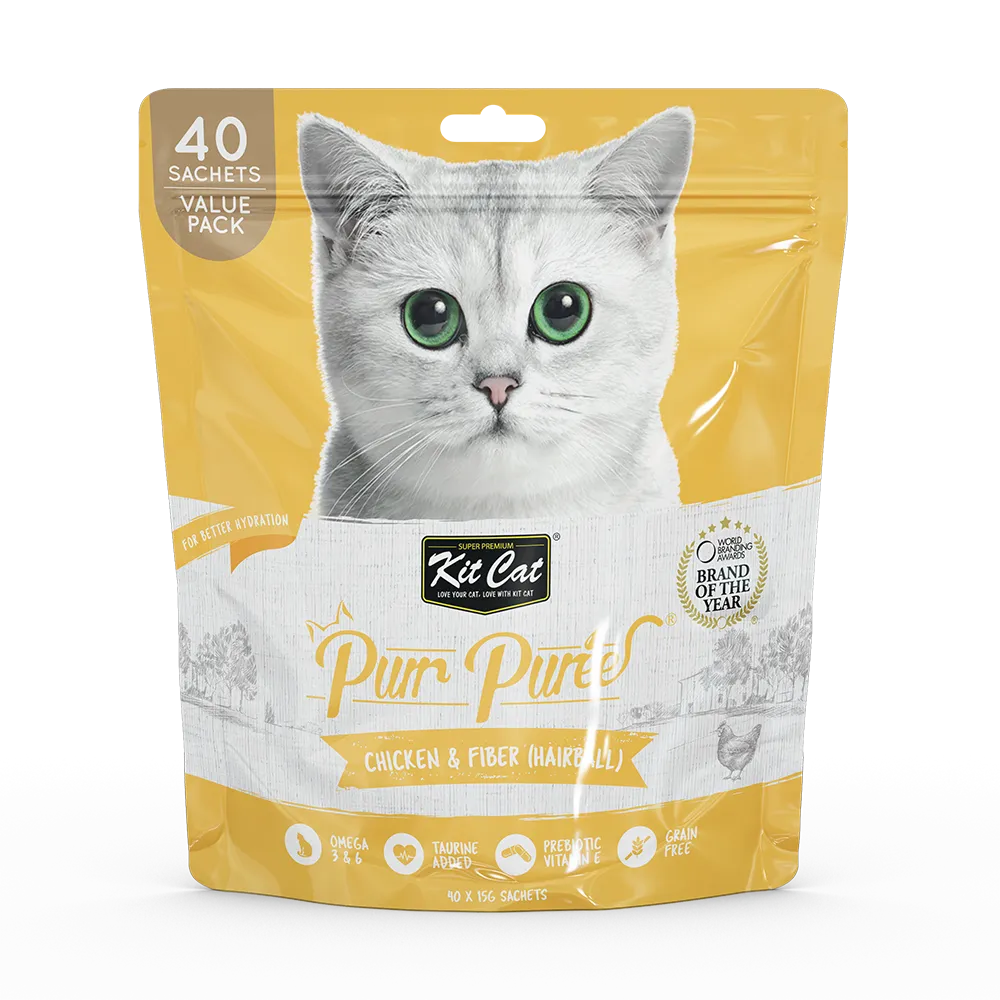 KitCat Purr Puree Value Pack Chicken & Fiber 600g (40 Sachets x 15g)