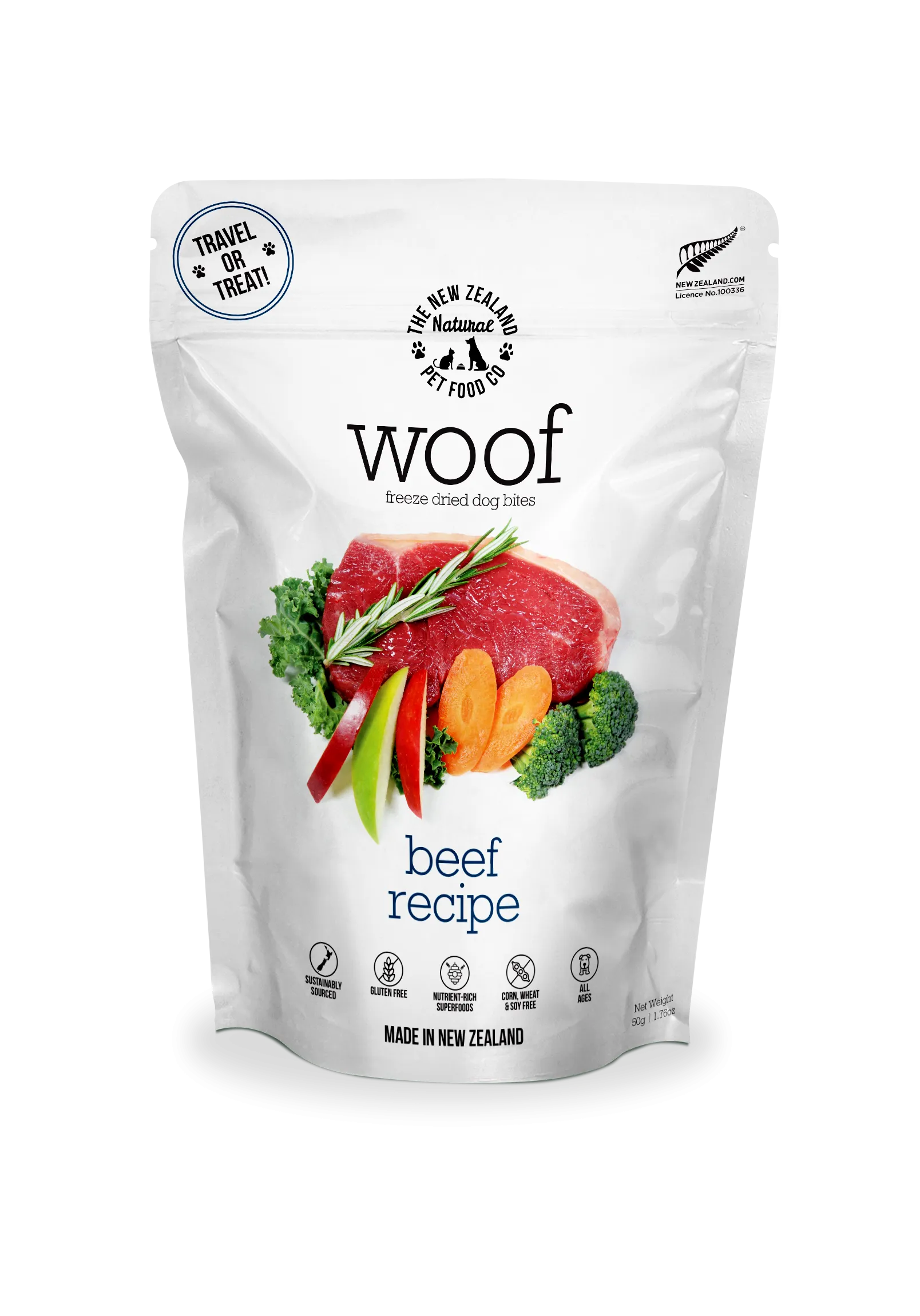 New Zealand Naturals Woof Freeze Dried Dog Treat Beef 50g