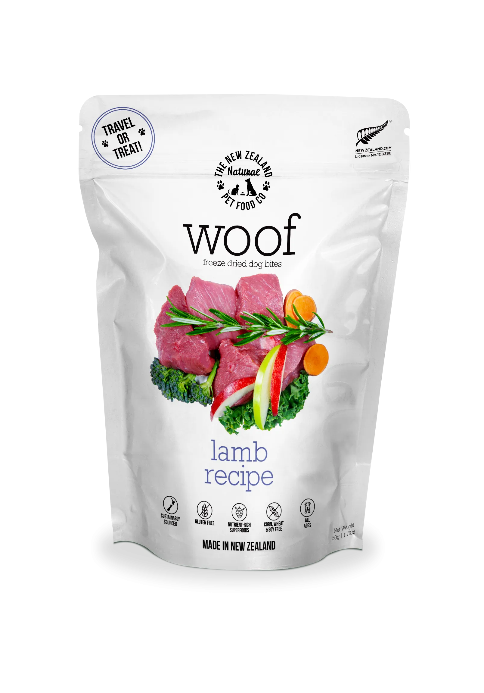 New Zealand Naturals Woof Freeze Dried Dog Treat Lamb 50g