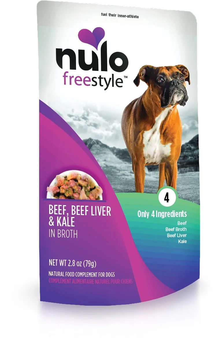 Nulo Freestyle Grain Free Beef Beef Liver & Kale in Broth Meaty Dog Food Topper Pouch