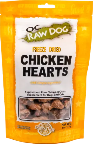 OC Raw Freeze Dried Chicken Hearts 4 oz.