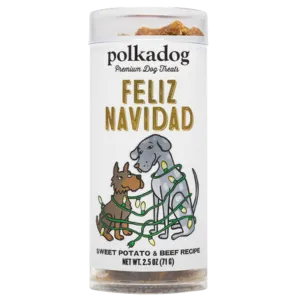 Polka Dog Holiday Mini Tube Feliz Navidad Sweet Potato & Beef Dog Treats 2.5 oz