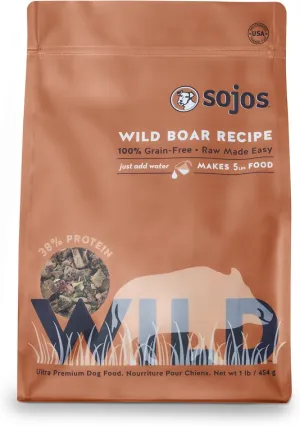 Sojos Wild Wild Boar Recipe Raw Dehydrated Dog Food 1lb