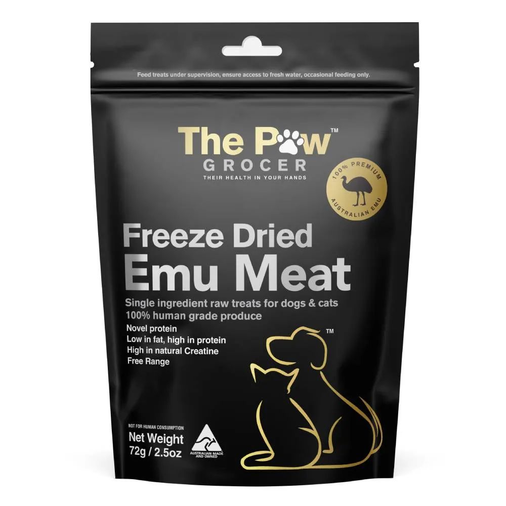 The Paw Grocer Dogs & Cats Treat Freeze Dried Emu Meat 72g