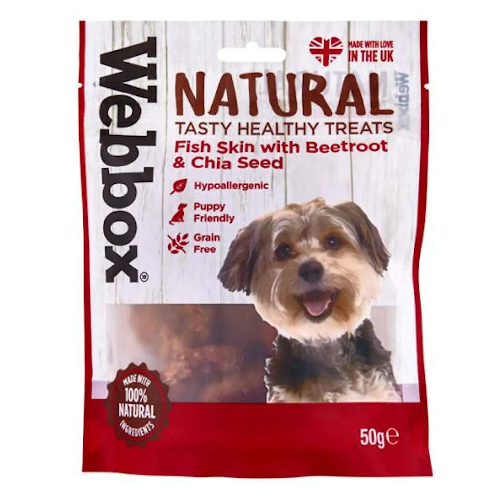 Webbox Natural Fish Skin with Beetroot & Chia Seed Grain-Free Dog Treats 50g