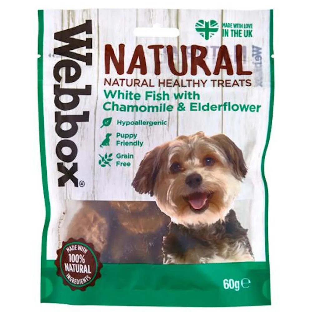 Webbox Natural White Fish with Chamomile & Elderflower Grain-Free Dog Treats 60g